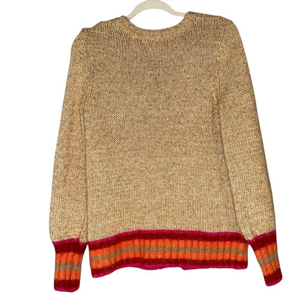 Gap Blouson Novel Camel Heather Pullover‎ cable knit sweater.  Size M - Picture 3 of 10